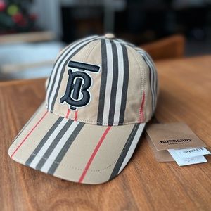 NEW! Burberry Monogram Motif Vintage Check Cotton Baseball Cap